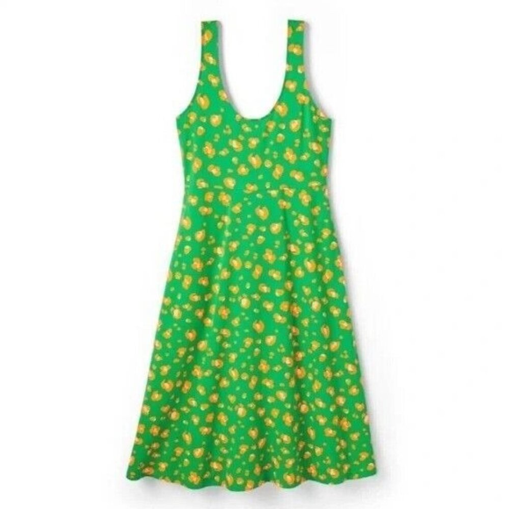 Tabitha Brown x Target Midi Dress Size Medium Fit N' Flare Green Orange Pockets